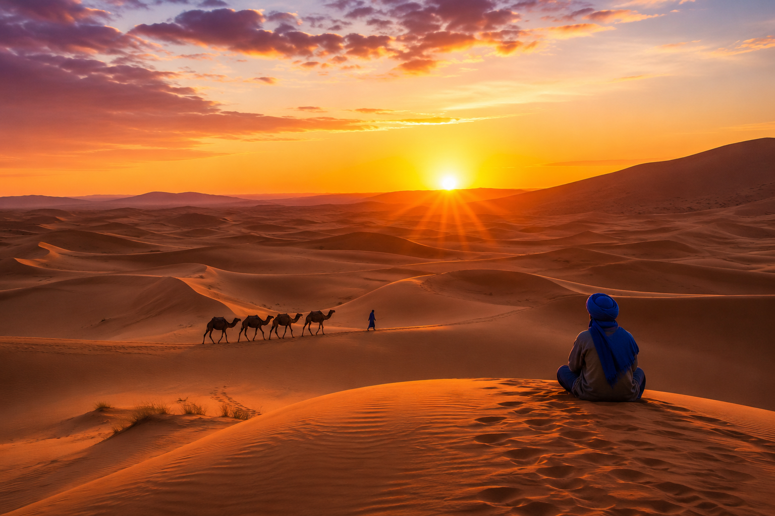 Sahara sunrise Merzouga Morocco